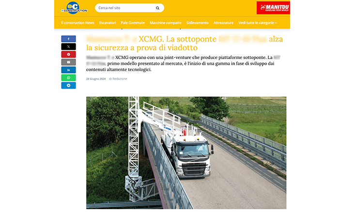 欧洲媒体e-CONSTRUCTION点赞beats365官方唯一网站桥梁检测车
